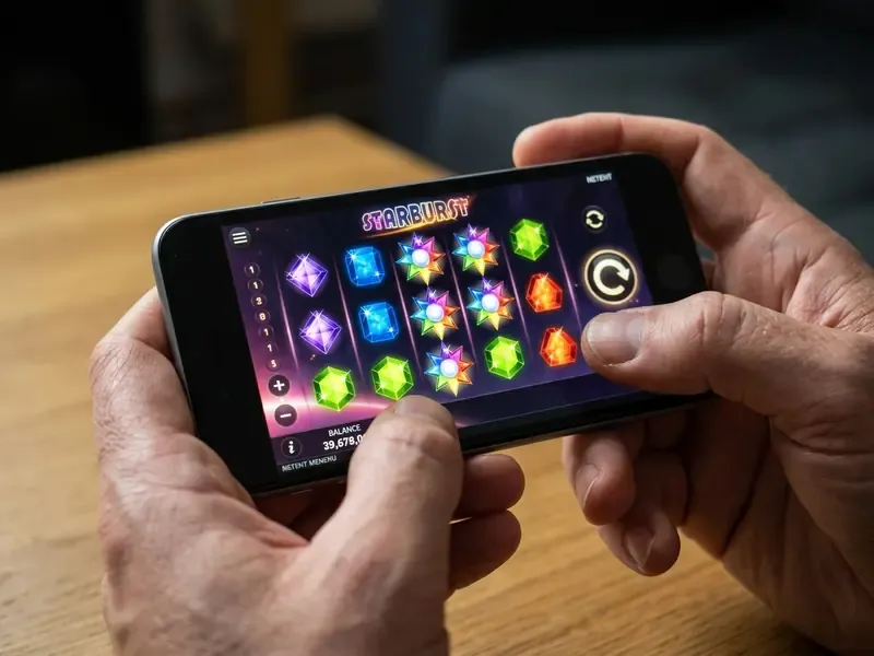 Starburst mobile gameplay on a smartphone screen.